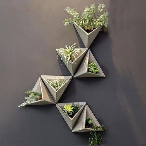 Cement Triangular Wall Vase - 1