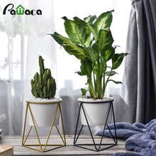 Load image into Gallery viewer, Geometric Ceramic Planter with Stand - 1
