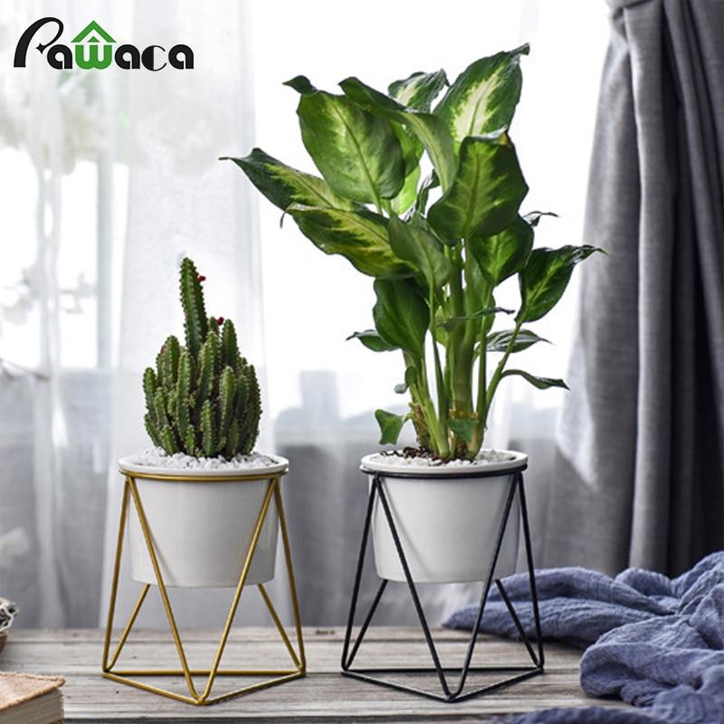Geometric Ceramic Planter with Stand - 1