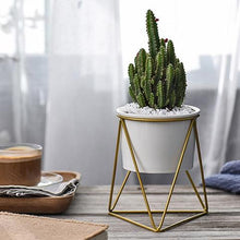 Load image into Gallery viewer, Geometric Ceramic Planter with Stand - 2
