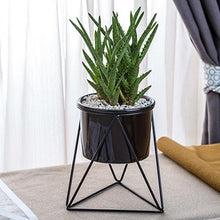 Load image into Gallery viewer, Geometric Ceramic Planter with Stand - 3
