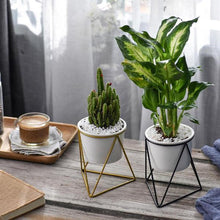 Load image into Gallery viewer, Geometric Ceramic Planter with Stand - 11

